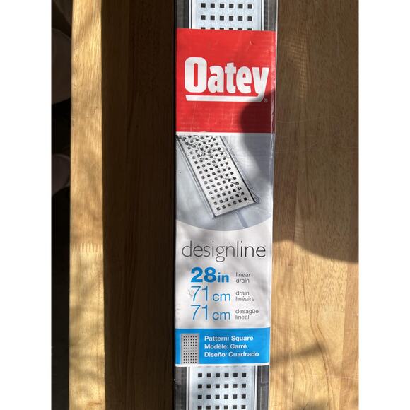 Designline 28 in. Stainless Steel Shower Linear Drain Square Grate - Picture 7 of 8